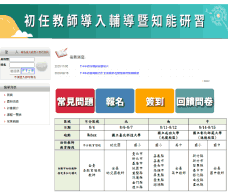 中小學初任教師導入輔導暨知能研習實施計畫網站